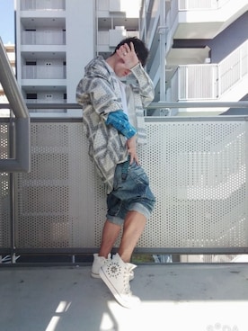 「MARITHE + FRANCOIS GIRBAUD（マリテフランソワジルボー）のアイテム（デニムパンツ）」を使った、ゆきだるまさん（メンズ・168cm）の春コーディネート