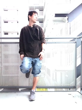 「MARITHE + FRANCOIS GIRBAUD（マリテフランソワジルボー）のアイテム（デニムパンツ）」を使った、ゆきだるまさん（メンズ・168cm）の夏コーディネート