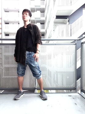 「MARITHE + FRANCOIS GIRBAUD（マリテフランソワジルボー）のアイテム（デニムパンツ）」を使った、ゆきだるまさん（メンズ・168cm）の夏コーディネート
