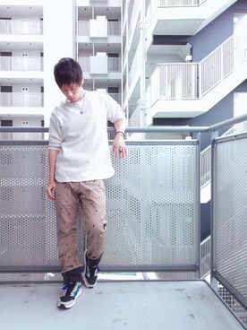 「PPFM（ピーピーエフエム）のアイテム（パンツ）」を使った、ゆきだるまさん（メンズ・168cm）の秋コーディネート