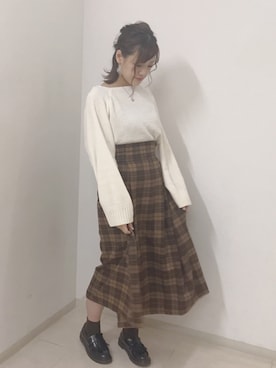 「モールニット」｜きぃやんさん（レディース・154cm）の秋コーディネート