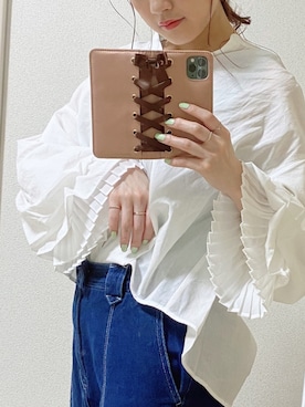 「Maison de FLEUR（メゾンドフルール）のアイテム（PC・スマホグッズ/家電）」を使った、きぃやんさん（レディース・154cm）の春コーディネート