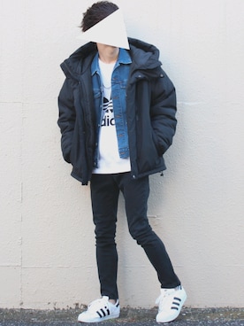 「kutir」｜「アイテム（デニムジャケット）」を使った、すんやさん（メンズ・164cm）の冬コーディネート