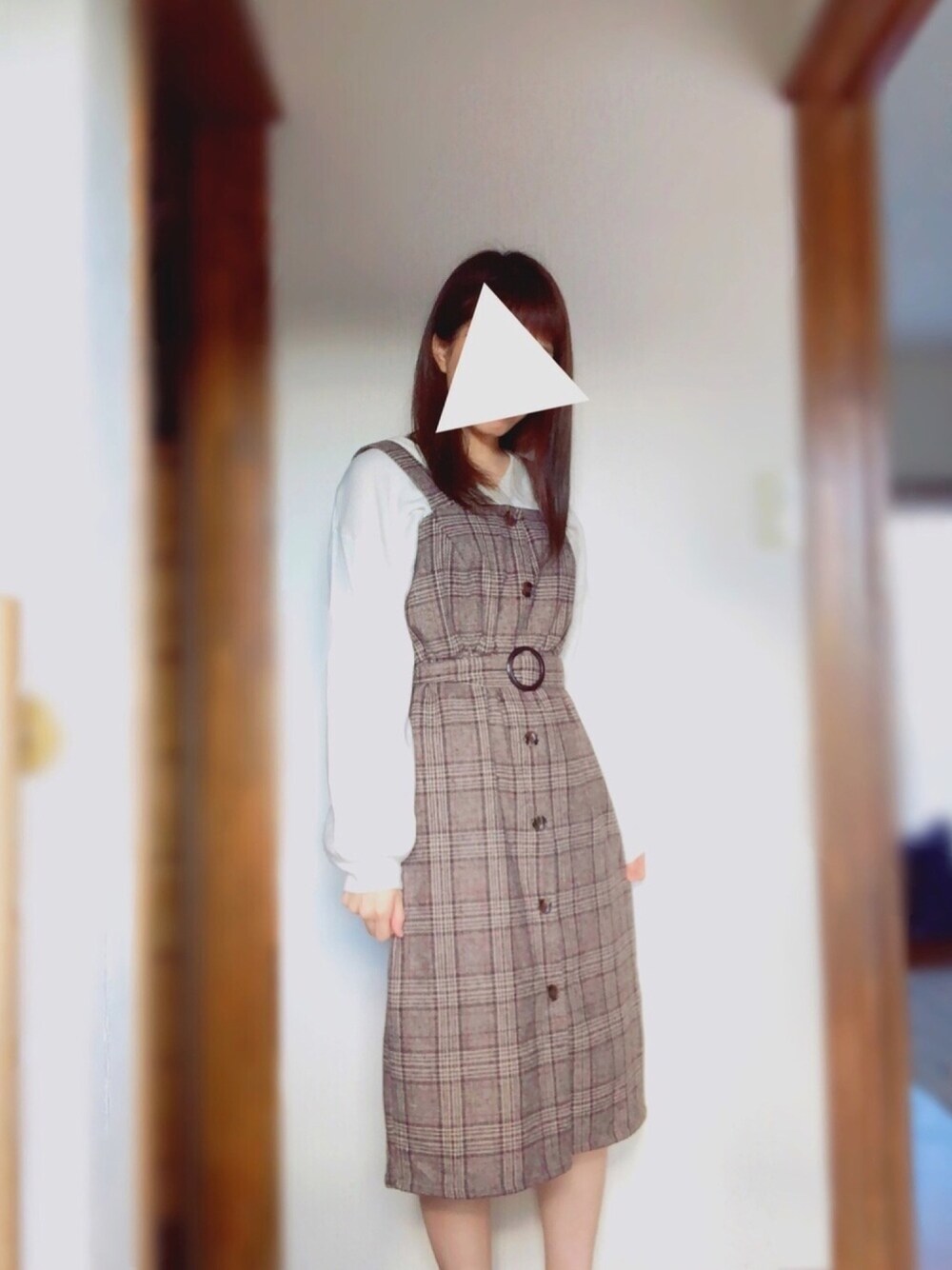 「秋冬コーデ、ワンピース、emsexcite、AS KNOW AS」｜「AS KNOW AS plusのアイテム（ワンピース/ドレス、ブラウン系）」を使った、sayakaさん（レディース・155cm）の秋コーディネートの1枚目の写真