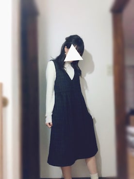 「Crisp（クリスプ）のアイテム（ジャンパースカート）」を使った、sayakaさん（レディース・155cm）の冬コーディネート