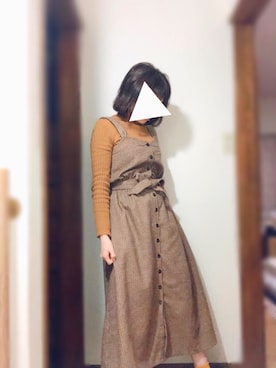 「Crisp（クリスプ）のアイテム（ジャンパースカート）」を使った、sayakaさん（レディース・155cm）の冬コーディネート