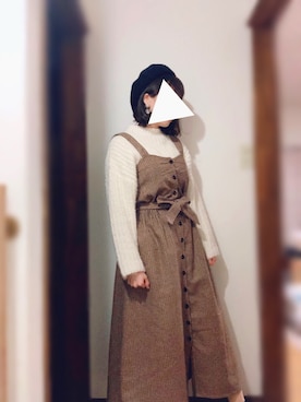 「Crisp（クリスプ）のアイテム（ジャンパースカート）」を使った、sayakaさん（レディース・155cm）の冬コーディネート