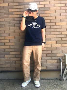 「動物モチーフ」｜「アイテム（スリッポン）」を使った、じゅんさん（メンズ・167cm）の夏コーディネート