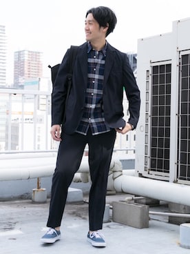 「おでかけ」｜「アイテム（その他アウター）」を使った、Taniさん（メンズ・172cm）の春コーディネート