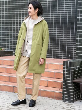 「ピスタチオ」｜「アイテム（ステンカラーコート）」を使った、Taniさん（メンズ・172cm）の冬コーディネート