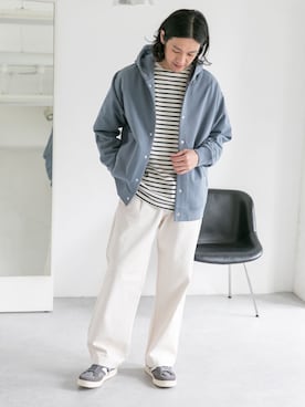 「FORK&SPOON（フォークアンドスプーン）のFORK&SPOON　ボートネックボーダー（Tシャツ/カットソー）」を使った、Taniさん（メンズ・172cm）の冬コーディネート