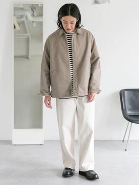 「FORK&SPOON（フォークアンドスプーン）のFORK&SPOON　ボートネックボーダー（Tシャツ/カットソー）」を使った、Taniさん（メンズ・172cm）の冬コーディネート