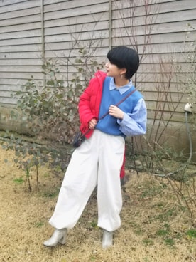 「レイヤードstyle」｜「アイテム（ダウンジャケット/コート）」を使った、hashiさん（レディース・156cm）の冬コーディネート