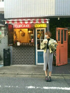 「kutir（クティール）のアイテム（MA-1）」を使った、まやんさん（レディース・163cm）の春コーディネート