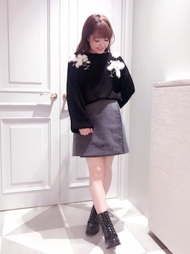 「Supreme.La.La.（シュープリームララ）のアイテム（ブーツ）」を使った、Mai Hiranoさん（レディース・158cm）の秋コーディネート