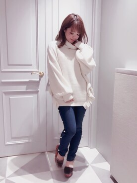 「Supreme.La.La.（シュープリームララ）のアイテム（パンツ）」を使った、Mai Hiranoさん（レディース・158cm）の秋コーディネート