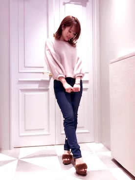 「Supreme.La.La.（シュープリームララ）のアイテム（パンツ）」を使った、Mai Hiranoさん（レディース・158cm）の秋コーディネート