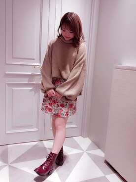「Supreme.La.La.（シュープリームララ）のアイテム（スカート）」を使った、Mai Hiranoさん（レディース・158cm）の秋コーディネート