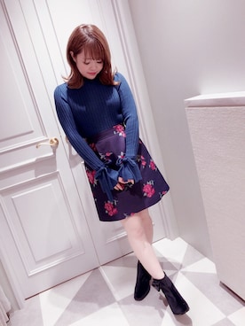 「Supreme.La.La.（シュープリームララ）のアイテム（スカート）」を使った、Mai Hiranoさん（レディース・158cm）の秋コーディネート