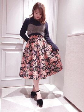 「Supreme.La.La.（シュープリームララ）のアイテム（スカート）」を使った、Mai Hiranoさん（レディース・158cm）の秋コーディネート