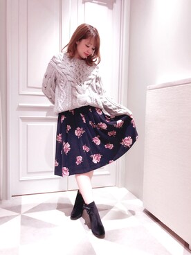 「Supreme.La.La.（シュープリームララ）のアイテム（スカート）」を使った、Mai Hiranoさん（レディース・158cm）の秋コーディネート