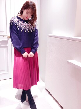 「Supreme.La.La.（シュープリームララ）のアイテム（スカート）」を使った、Mai Hiranoさん（レディース・158cm）の冬コーディネート