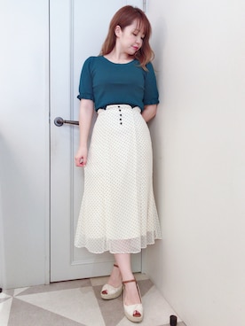 「Supreme.La.La.（シュープリームララ）のアイテム（スカート）」を使った、Mai Hiranoさん（レディース・158cm）の夏コーディネート