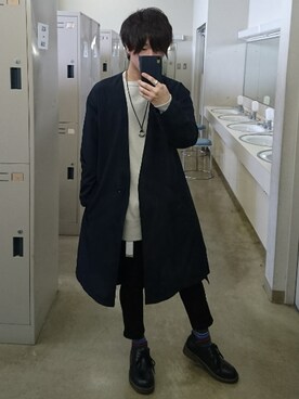 「くつした」｜「アイテム（チェスターコート）」を使った、Tossyさん（メンズ・163cm）の春コーディネート