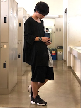 「チャイハネ（チャイハネ）のアイテム（Tシャツ/カットソー）」を使った、Tossyさん（メンズ・163cm）の夏コーディネート