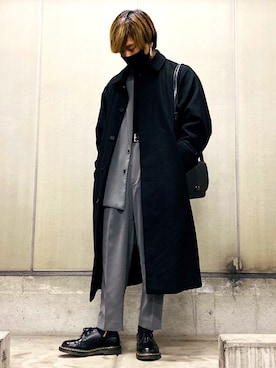 「Lui's（ルイス）のアイテム（ステンカラーコート）」を使った、Tossyさん（メンズ・163cm）の春コーディネート