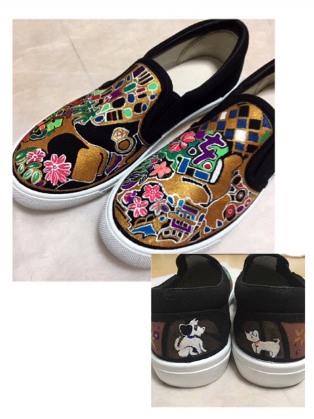 「handmade、宝物」｜「Handmadeのアイテム（スリッポン、ブラック系）」を使った、ゆうさん（レディース・160cm）の春コーディネートの1枚目の写真