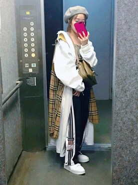 「バーバリー」｜「アイテム（ハンチング/ベレー帽）」を使った、ori_さん（レディース・150cm）の秋コーディネート