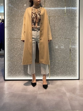 「NARACAMICIE（ナラカミーチェ）のアイテム（ノーカラーコート）」を使った、akanomagicさん（レディース・166cm）の秋コーディネート