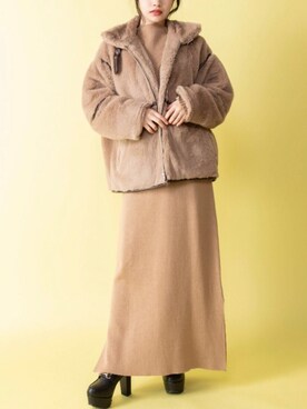 「ファーアウター」｜「アイテム（ブルゾン）」を使った、mysaliinaさん（レディース・158cm）の冬コーディネート