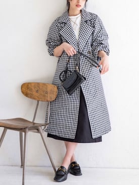 「チェック柄に恋してる」｜「アイテム（トレンチコート）」を使った、mysaliinaさん（レディース・158cm）の春コーディネート