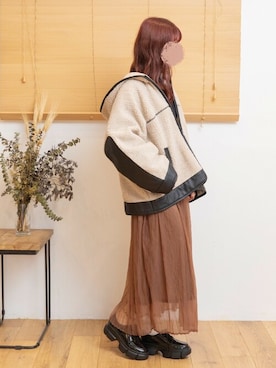 「カフェ巡り」｜「アイテム（ブルゾン）」を使った、mysaliinaさん（レディース・156cm）の秋コーディネート
