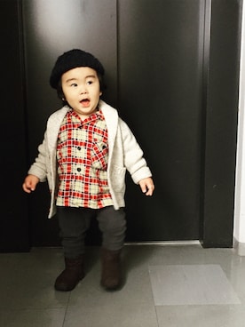 「アイテム（シャツ/ブラウス）」を使った、HamburgCafeさん（キッズ・90cm）の冬コーディネート