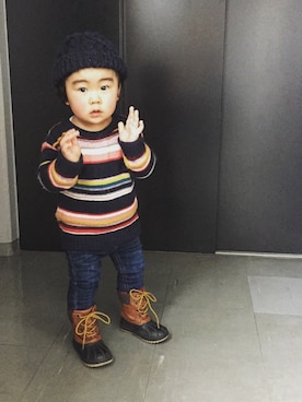 「アイテム（ブーツ）」を使った、HamburgCafeさん（キッズ・90cm）の春コーディネート