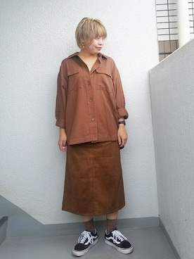 「スウェードスカート」｜「アイテム（その他アウター）」を使った、おはづさん（レディース・155cm）の夏コーディネート