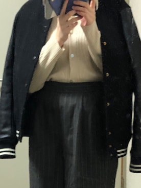 「RAGEBLUE（レイジブルー）のアイテム（スタジャン）」を使った、motokoさん（レディース・154cm）の春コーディネート