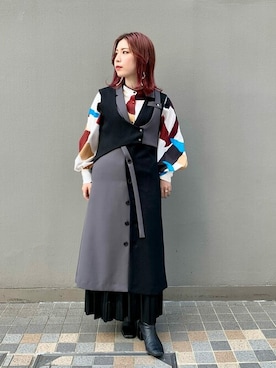 「アイテム（ジャンパースカート）」を使った、chiiutさん（レディース・156cm）の秋コーディネート
