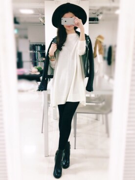 「DRWCYS（ドロシーズ）のアイテム（ブーツ）」を使った、DRWCYS・PR 生駒典子さん（レディース・159cm）の冬コーディネート