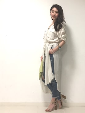 「DRWCYS（ドロシーズ）のアイテム（サンダル）」を使った、DRWCYS・PR 生駒典子さん（レディース・159cm）の春コーディネート