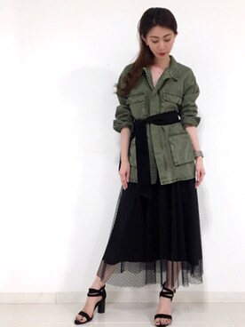 「DRWCYS（ドロシーズ）のアイテム（ミリタリージャケット）」を使った、DRWCYS・PR 生駒典子さん（レディース・159cm）の秋コーディネート