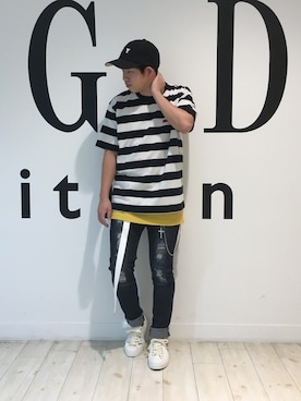 「HVC（エイチブイシー）のアイテム（パンツ）」を使った、GGDedition八王子店さん（メンズ・165cm）の夏コーディネート