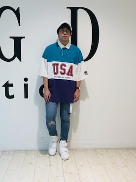 「ラガーシャツ」｜GGDedition八王子店さん（メンズ・165cm）の夏コーディネート