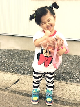 「ミッキー」｜AIMIさん（キッズ・100cm）の夏コーディネート