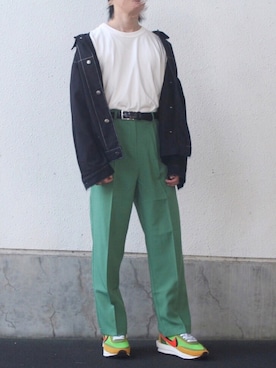 「Sacai（サカイ）のアイテム（スニーカー、グリーン系）」を使った、keeeenさん（メンズ・167cm）の秋コーディネート