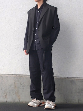 「TOGGLEのsleeveless jacket（ベスト、ブラック系）」を使った、keeeenさん（メンズ・167cm）の秋コーディネート