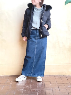 「RIVEDROITE」｜「アイテム（ダウンジャケット/コート）」を使った、natsuさん（レディース・153cm）の冬コーディネート